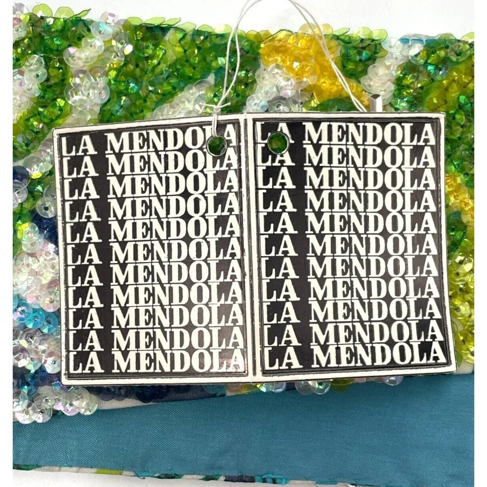 Vintage La Mendola Royal Bird Hand Beaded Blue White Pure Silk Chiffon Belt